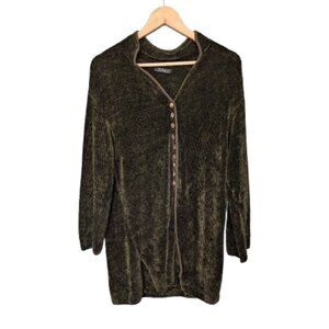 Olive Green Vintage Searle Button Front Chenille Tunic
